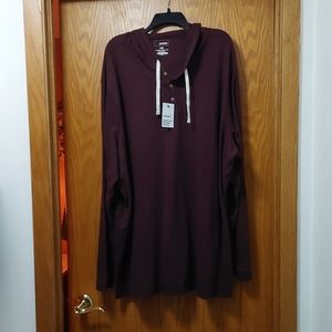 Mens Sonoma Plum Hooded Henley  4XB NWT